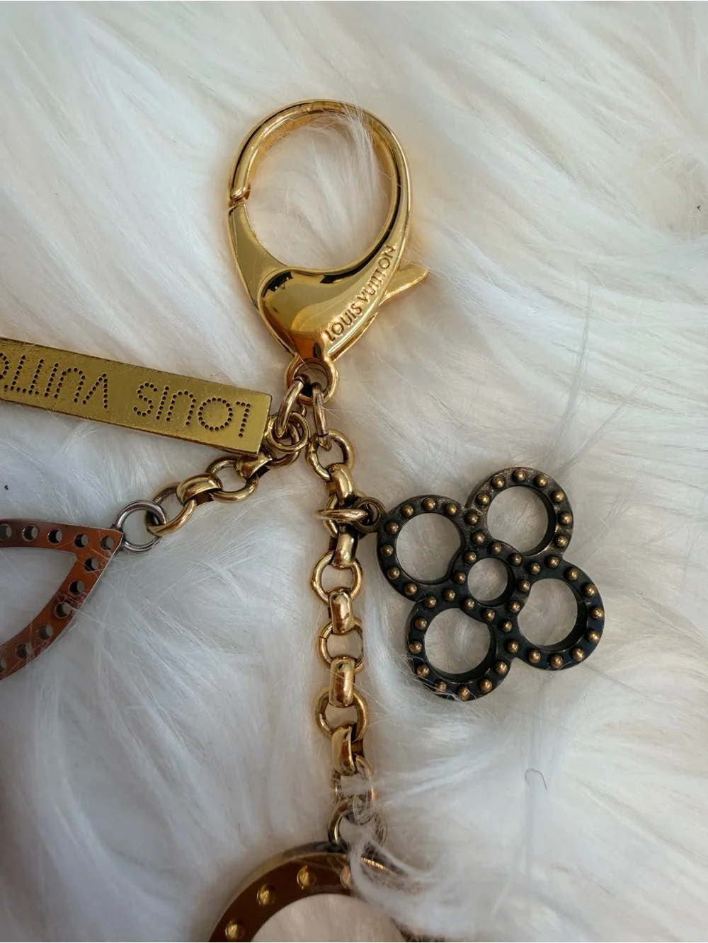 Louis Vuitton Gold & Silver Monogram Floral Key Charm - Picture 2 of 6
